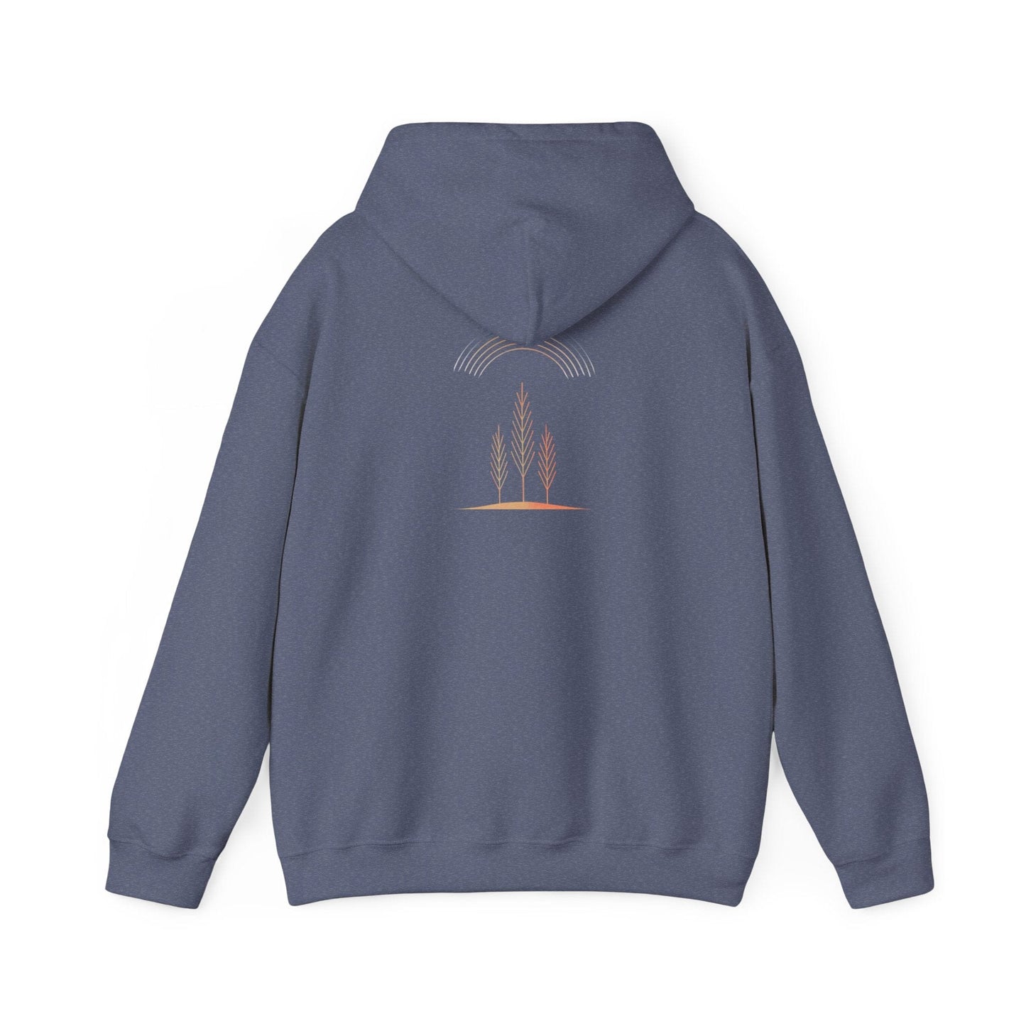 Heather Navy | Quiet Arc Hoodie, back design view