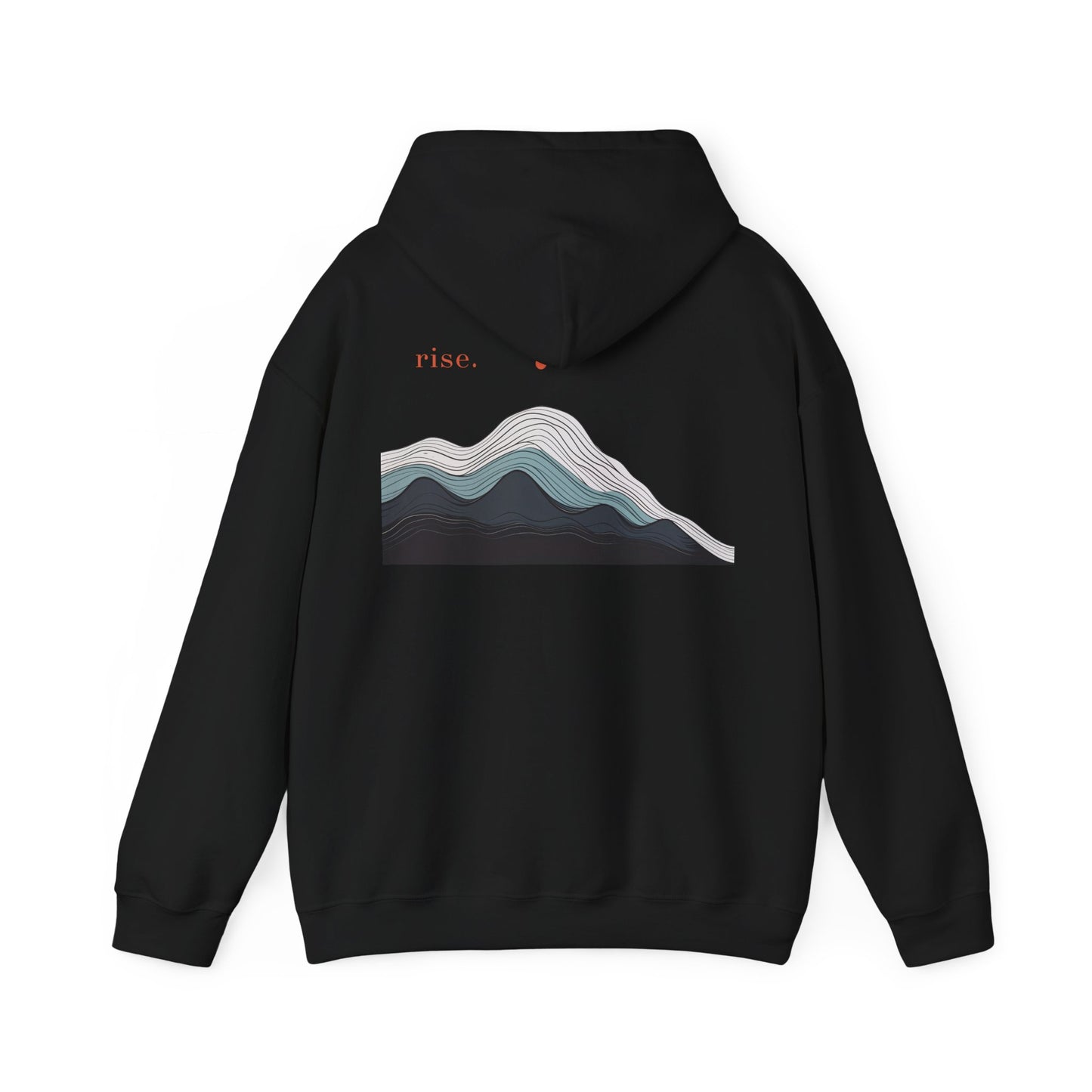 Black | Rise Hoodie, back design view