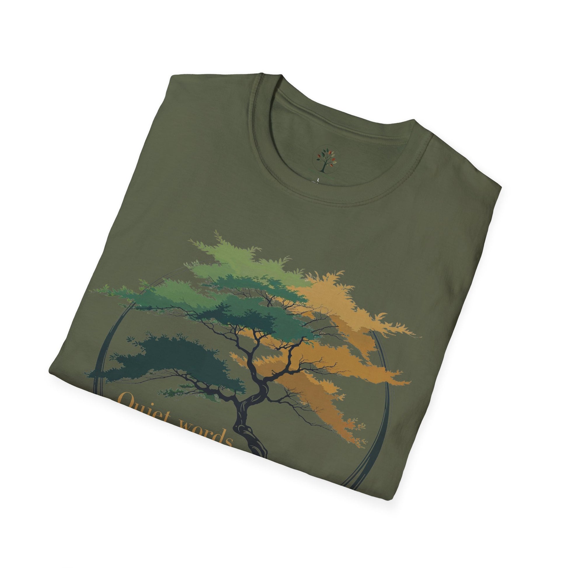 Military Green | Quiet words, deep roots., folded view